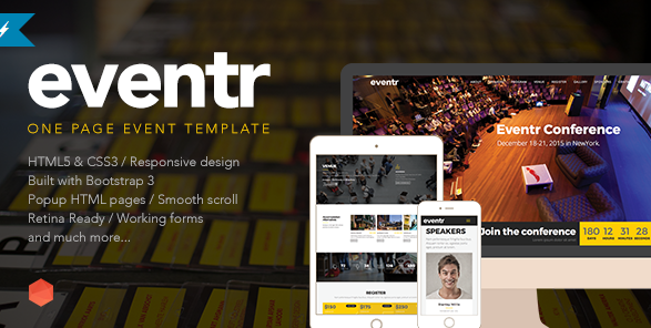 Eventr - одностраничный отзывчивый HTML-шаблон