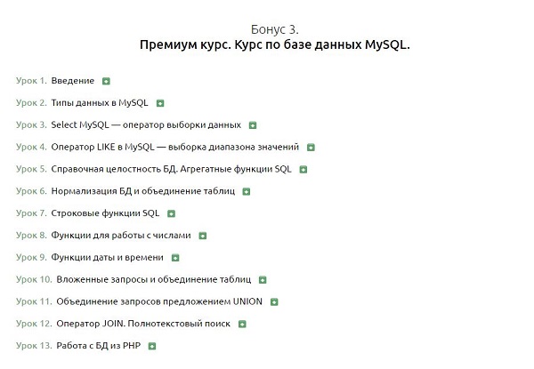 Бонус 3  Премиум курс Курс по базе данных MySQL